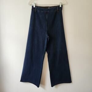 Lysse Wide Leg Pull On Jeans Women's M Blue Dark Wash High Rise Denim Pants Boho